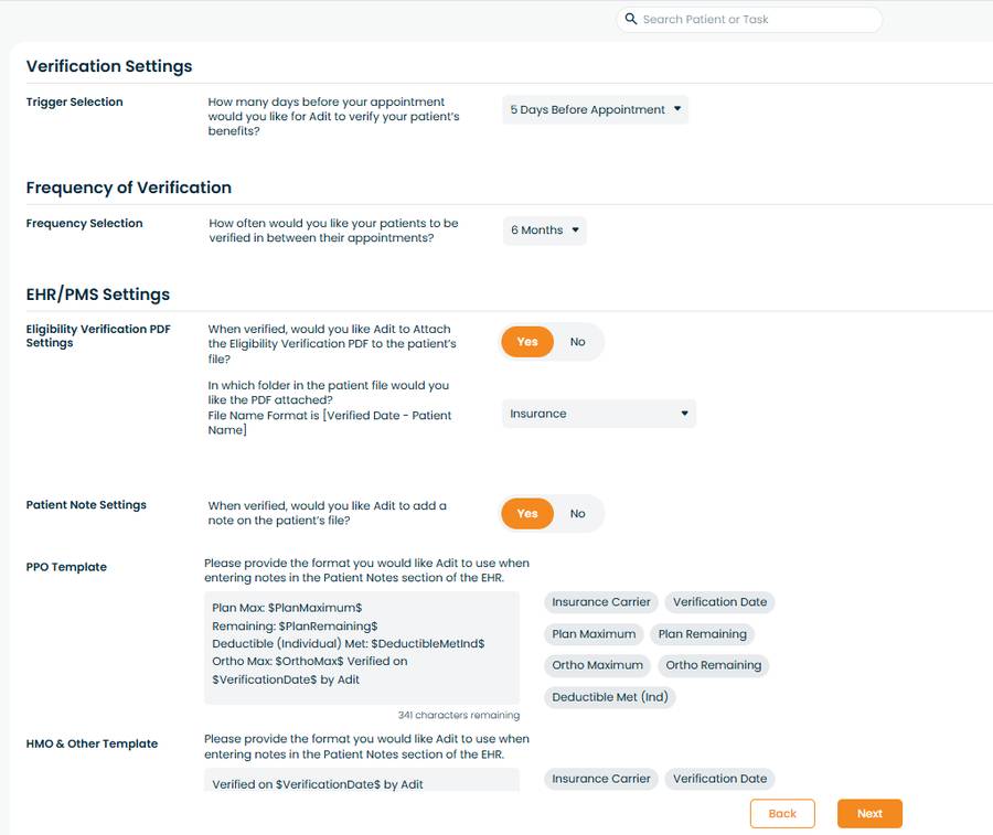 Verification Settings